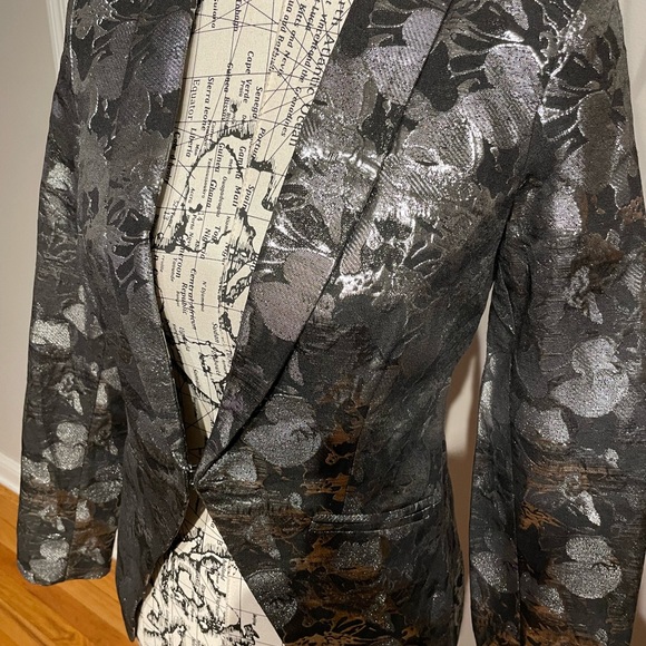 NWOT Nordstrom Tuxedo Brocade Jacquard Floral shiny Formal Evening whimsgoth rav - Picture 3 of 9